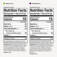 Spicy Lime
Contains 0% Juice
Nutrition Facts
Serving Size: 1 Can (12 fl oz)
Amount Per Serving
Calories 10
% Daily Value
Total Fat 0g — 0%
Sodium 10mg — 0%
Total Carbohydrates 1g — 0%
Total Sugars 0g
Includes 0g Added Sugars — 0%
Protein 1g
Potassium 750mg — 15%
Not a significant source of saturated fat, trans fat, cholesterol, dietary fiber, vitamin D, calcium, and iron.
Ingredients: Carbonated Water, Malic Acid, Potassium Citrate, Rowanberry Extract, Whey Protein Concentrate, ARMRA Colostrum™, Co
