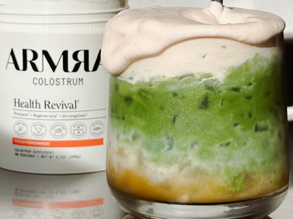 ARMRA® Peach Persimmon Matcha with Cold Foam