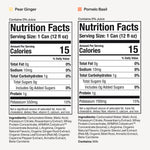 Pear Ginger

Contains 0% Juice

Nutrition Facts
Serving Size: 1 Can (12 fl oz)

Amount Per Serving
Calories 15

% Daily Value
Total Fat 0g — 0%
Sodium 10mg — 0%
Total Carbohydrates 1g — 0%
 Total Sugars 0g
 Includes 0g Added Sugars — 0%
Protein 1g

Potassium 550mg — 10%

Not a significant source of saturated fat, trans fat, cholesterol, dietary fiber, vitamin D, calcium, and iron.

Ingredients: Carbonated Water, Malic Acid, Potassium Citrate, Rowanberry Extract, Whey Protein Concentrate, ARMRA Colostrum™ Co
