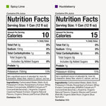 Spicy Lime

Contains 0% Juice

Nutrition Facts
Serving Size: 1 Can (12 fl oz)

Amount Per Serving
Calories 10

% Daily Value
Total Fat 0g — 0%
Sodium 10mg — 0%
Total Carbohydrates 1g — 0%
 Total Sugars 0g
 Includes 0g Added Sugars — 0%
Protein 1g

Potassium 750mg — 15%

Not a significant source of saturated fat, trans fat, cholesterol, dietary fiber, vitamin D, calcium, and iron.

Ingredients: Carbonated Water, Malic Acid, Potassium Citrate, Rowanberry Extract, Whey Protein Concentrate, ARMRA Colostrum™, Co