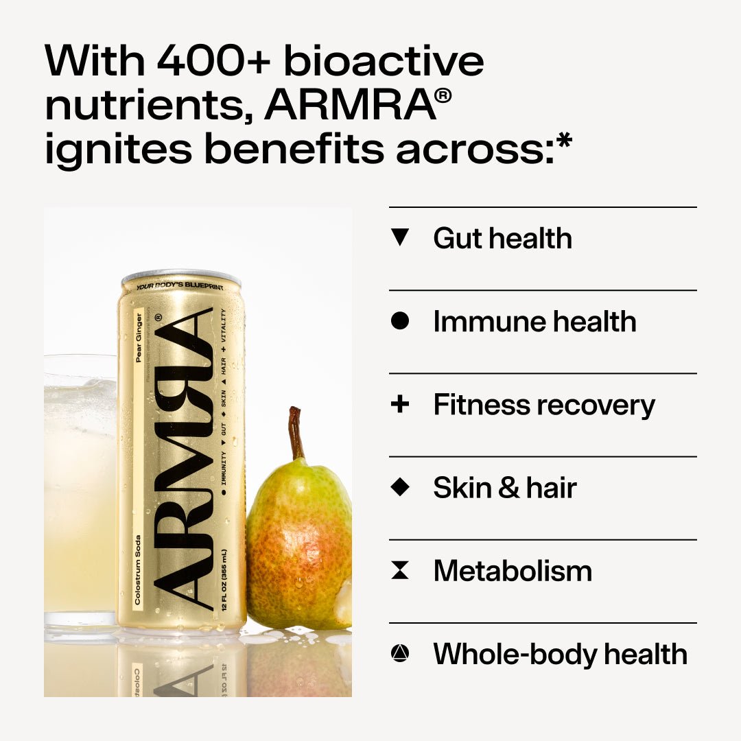 ARMRA Colostrum Soda Pear Ginger 12-Pack - ARMRA Colostrum